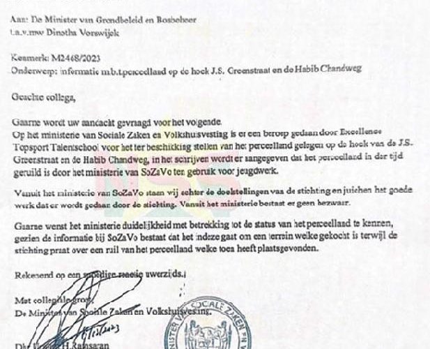 Brunswijk citeren selectief uit de brief van minister Ramsaran