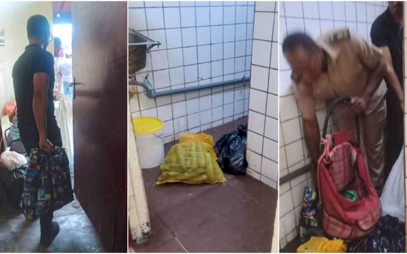 Illegale straatverkopers verbergen groenten in het toilet