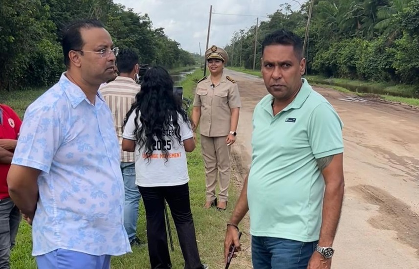 Fig. 1: Minister Nurmohamed and DC Bansi-Durga during the launch of the repair works.