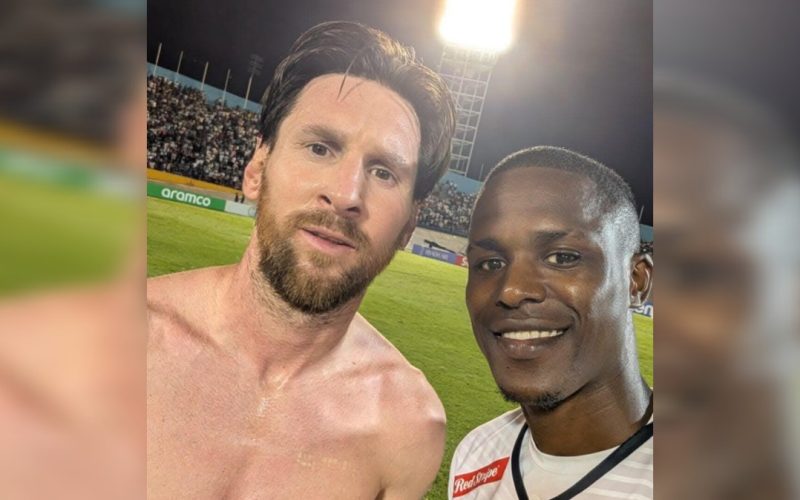 Afbeelding Suriname-internationaal Jamilhio Rigters en Lionel Messi wordt viraal