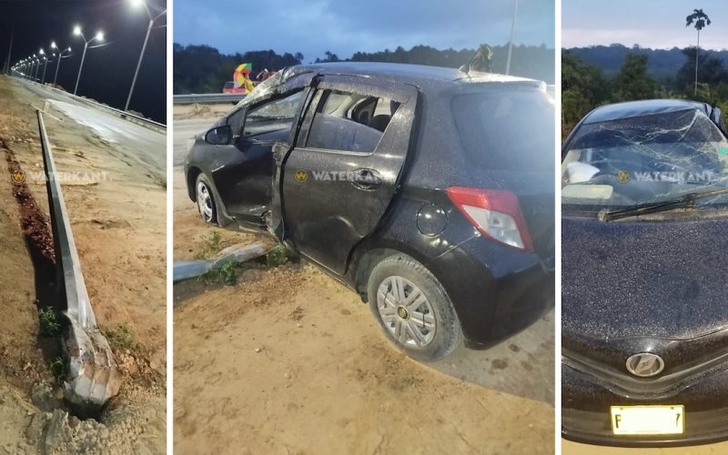 Auto botst tegen EBS-mast op DDB Highway; bestuurder heeft geen rijbewijs kunnen tonen