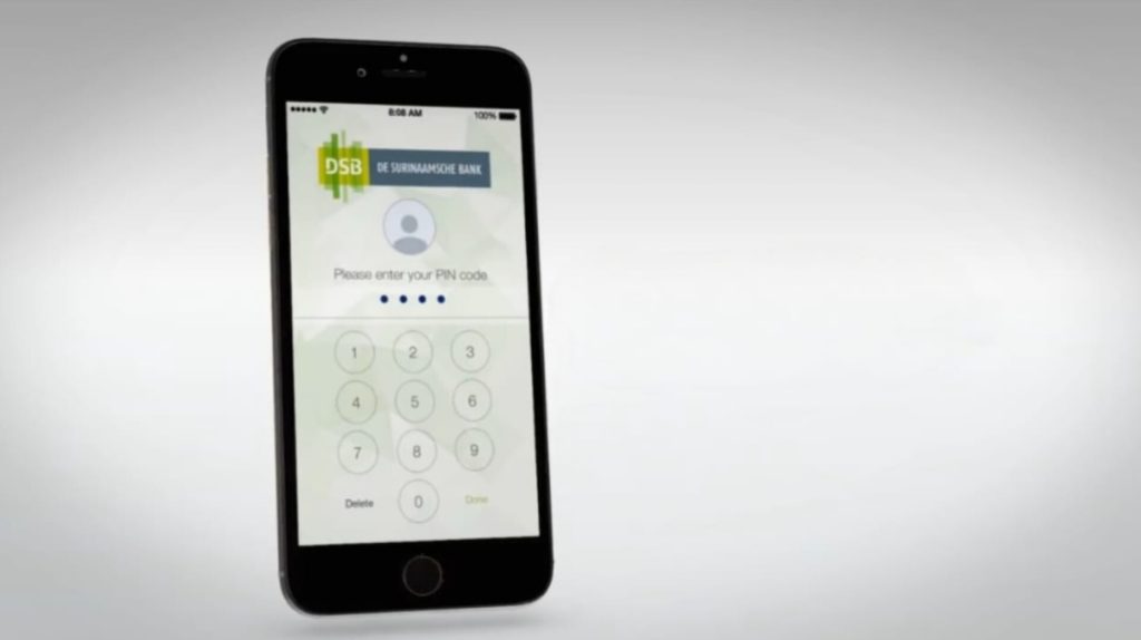 Mobiele telefoon met DSB bankieren app zonder internet
