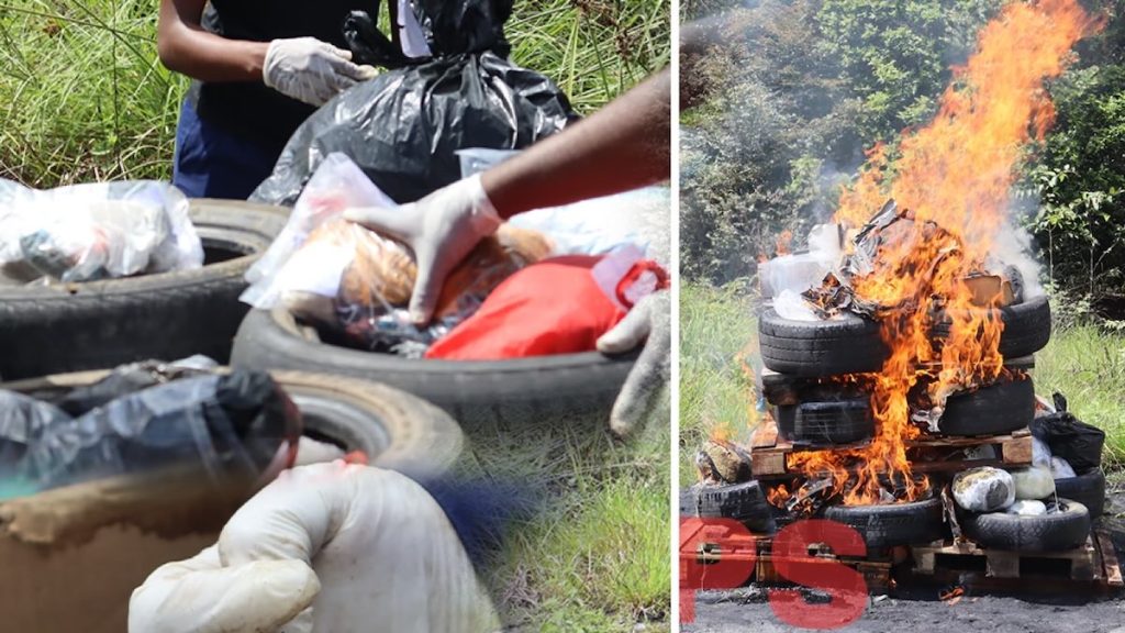 Grote drugsvernietiging in Suriname door de politie in Para