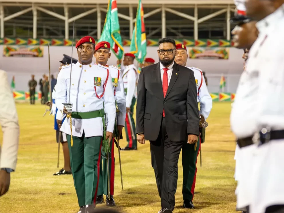 President Irfaan Ali tijdens verkiezingscampagne Guyana 2025