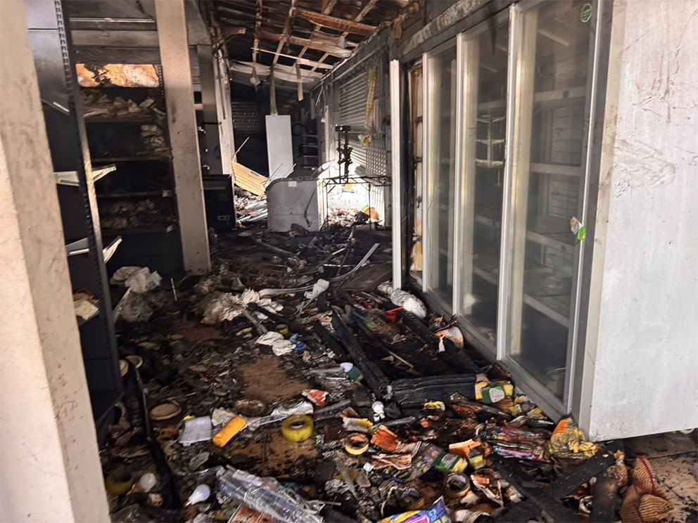 Shops in Georgetown damaged during Guyana unrest following protests over Adriana Younge’s death.