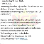 Toewijzing van 1000 Kavels aan Geregistreerden van FAI in Saramacca
