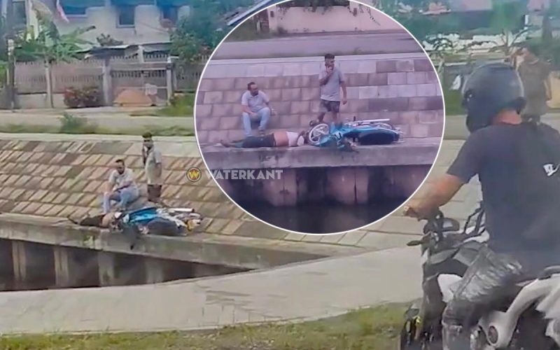 Dronken scooter rijder komt terecht op damwand bij Amazonestraat