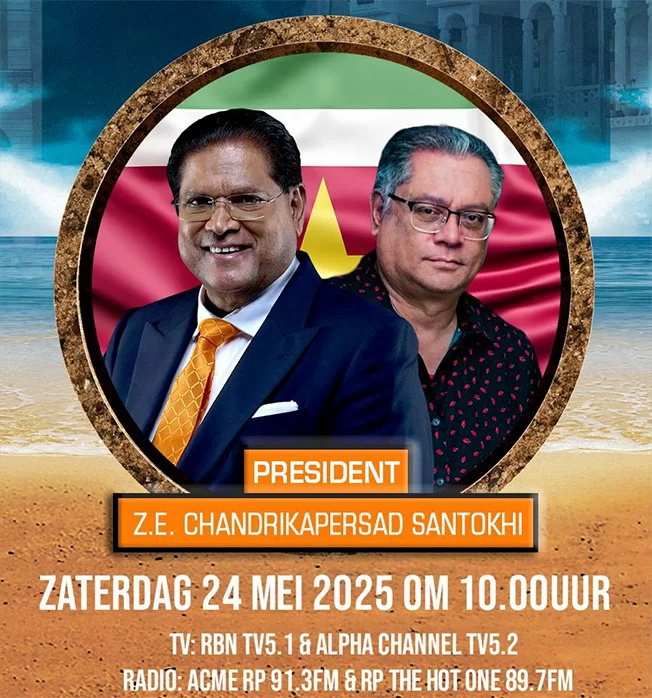 Politie en posters tijdens verkiezingsmaatregelen in Suriname