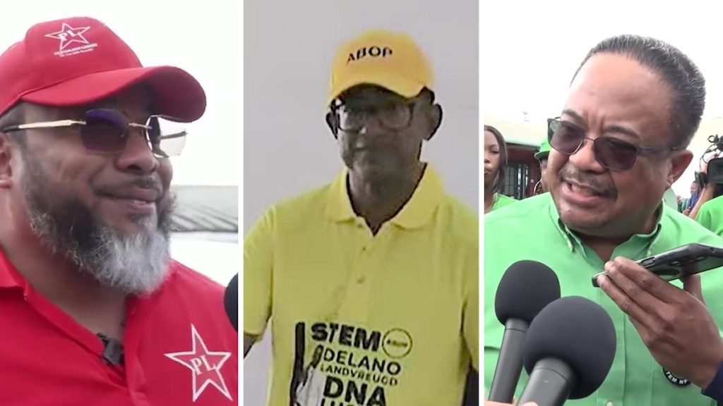 Partijleiders in Suriname brengen hun stem uit tijdens de verkiezingsavond van 2025