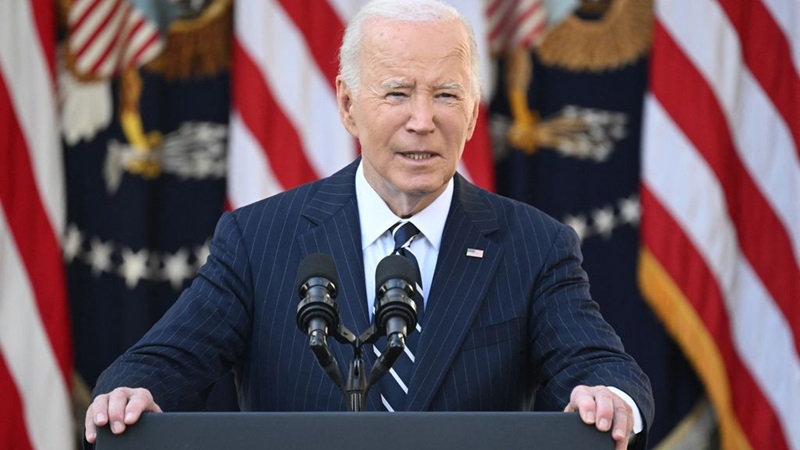 Joe Biden op een persconferentie, met gezondheidsupdate over prostaatkanker.